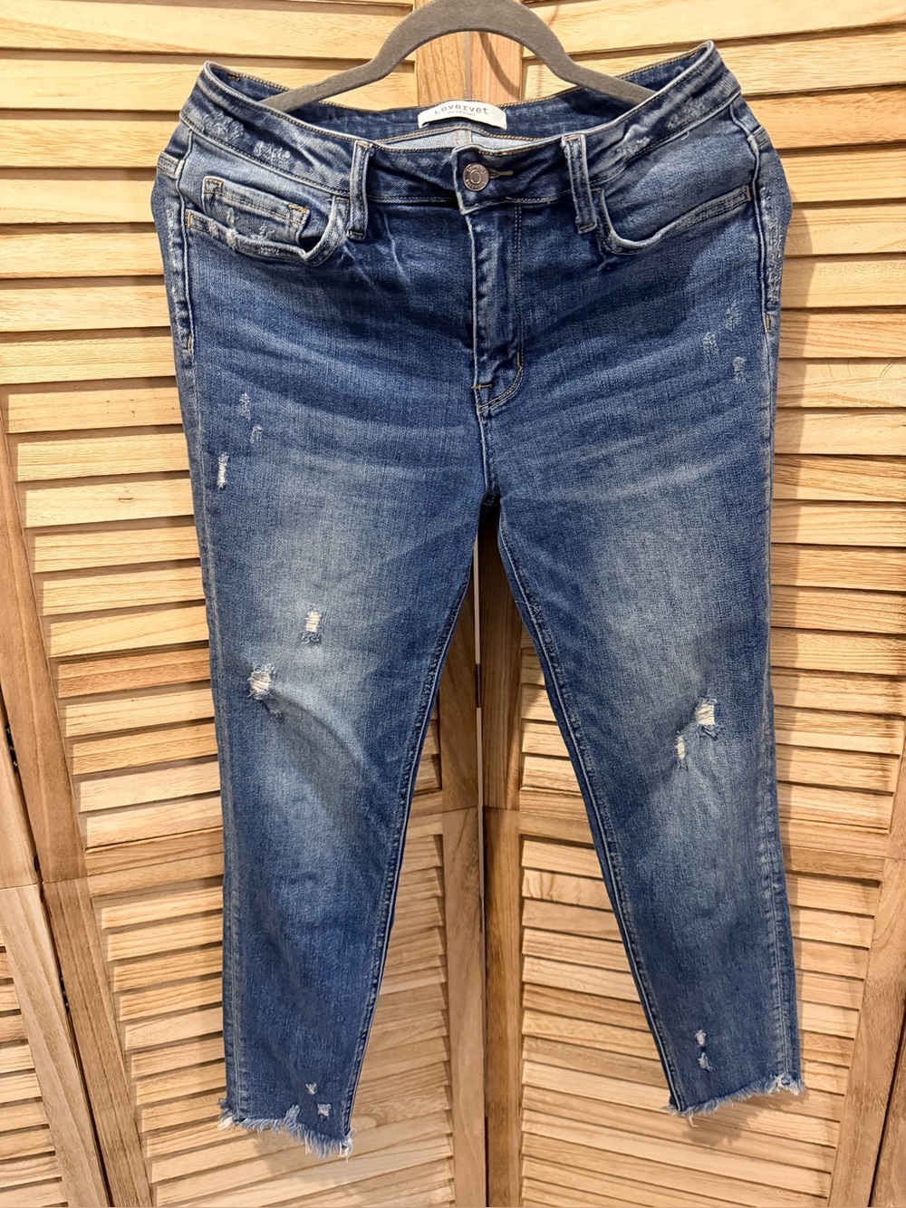 Lovervet Women's Mid-Blue Cropped Distressed Jeans Size 30